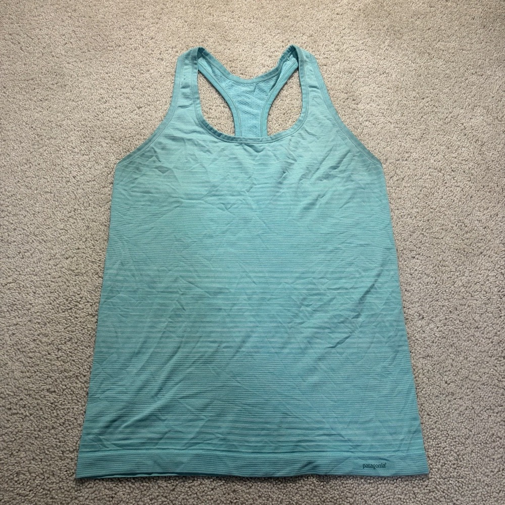 Patagonia Racerback Tank Top Women's Small Blue Green Lightweight Activewear